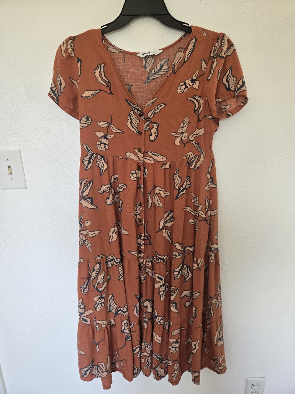 Sonoma Rust Floral Button Up Dress